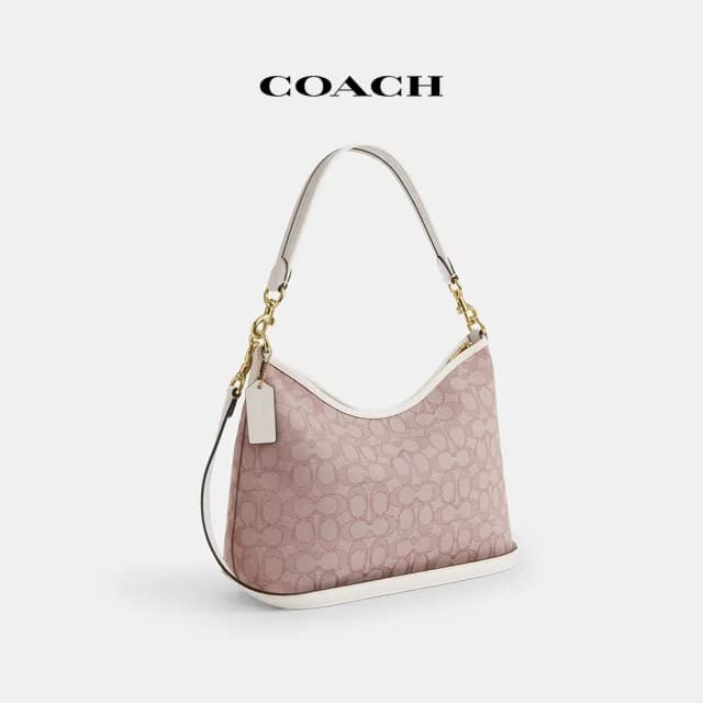 【COACH】蔻馳官方直營 LAUREL經典Logo單肩手袋-IM/粉色(CBS71)