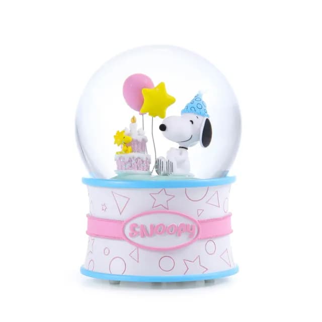 【JARLL 讚爾藝術】Snoopy史努比生日水晶球音樂盒 彩款(生日禮物  情人禮物)