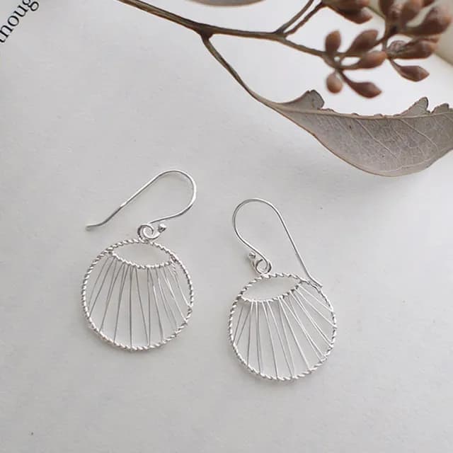 【BLUMA】雙11 925銀線編織圓形耳環 圓夢純銀耳環 玫瑰金/銀色(垂墜式耳飾 法式優雅 飾品禮盒)