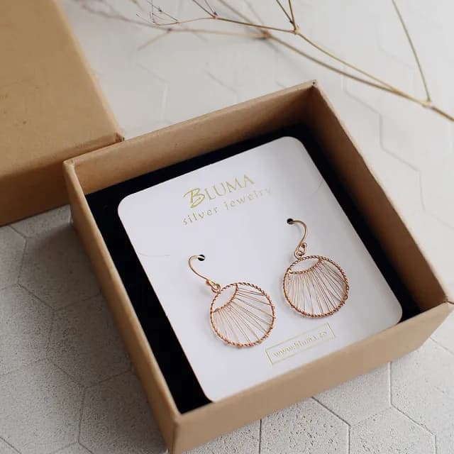 【BLUMA】雙11 925銀線編織圓形耳環 圓夢純銀耳環 玫瑰金/銀色(垂墜式耳飾 法式優雅 飾品禮盒)