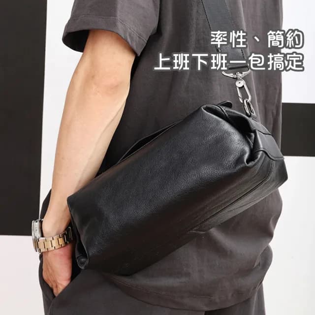 【BONum 博紐】父親節禮物 型男植鞣真皮兩用單肩隨身包(真皮包包 男用 背包 肩背包 外出包 斜背包 商務 休