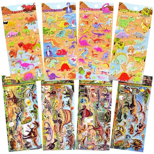 【TDL】卡通立體泡泡貼紙霸王龍恐龍泡棉立體貼紙玩具4張組 860211/460468(生日禮物 聖誕節 平輸品)