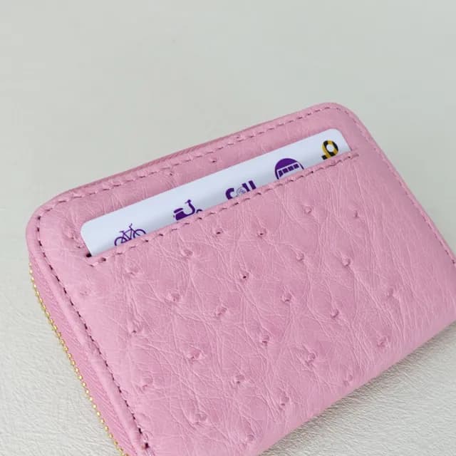 【M2ND】雙11 繽堀經典方形鴕鳥零錢包(粉-T05A)
