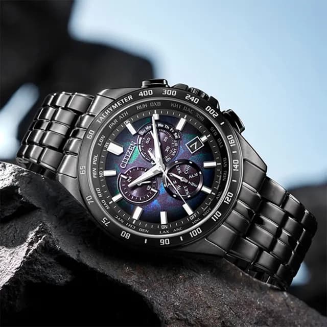 【CITIZEN 星辰】100週年限量宇宙幻彩 光動能電波手錶 七夕 情人節禮物(CB5878-56E)