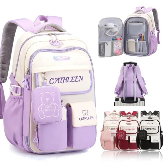 【Starshop】日式簡約冰箱式側開學生書包 輕量減壓後背包 雙肩包 國小/國中 護脊書包 女童(開學季禮物)