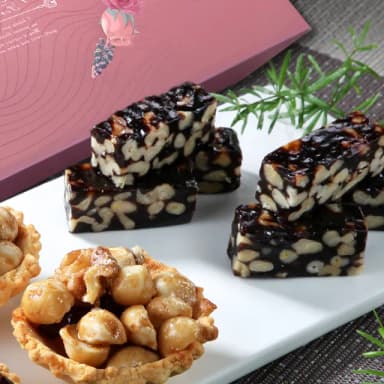 【喜RORO】禮盒 低糖核桃糕200g+夏威夷豆綜合堅果塔/盒x1盒(附提袋/堅果/中秋禮盒)
