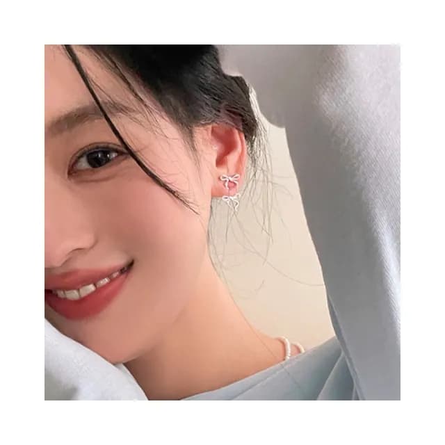 【Turquoise Jewelry】現貨~S925銀耳針浪漫芭蕾風甜美雙蝴蝶結耳環(送禮/甜美女孩/韓系飾品)