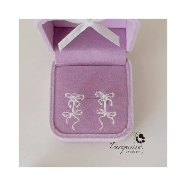 【Turquoise Jewelry】現貨~S925銀耳針浪漫芭蕾風甜美雙蝴蝶結耳環(送禮/甜美女孩/韓系飾品)