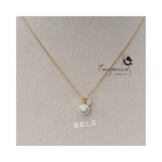 【Turquoise Jewelry】現貨~S925純銀簡約法式氣質鋯石珍珠項鍊(送禮/歐美風/韓系飾品)