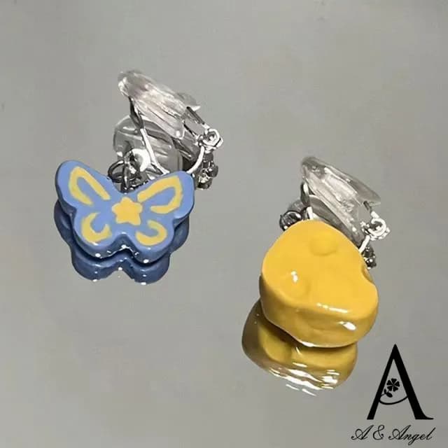 【ANGEL】水果動物滴油童趣彩色無耳洞耳夾式耳環(15色無耳洞可選)