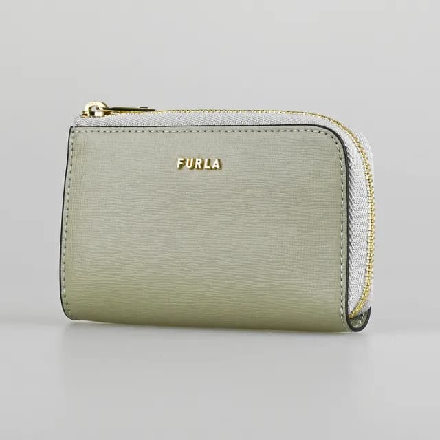 【FURLA 芙拉】FURLA BABYLON極簡質感拉鍊零錢包(大理石灰)