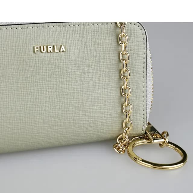 【FURLA 芙拉】FURLA BABYLON極簡質感拉鍊零錢包(大理石灰)