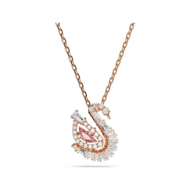 【SWAROVSKI 施華洛世奇】Swan 天鵝優雅律動 粉紅色水晶項鍊(5732414)