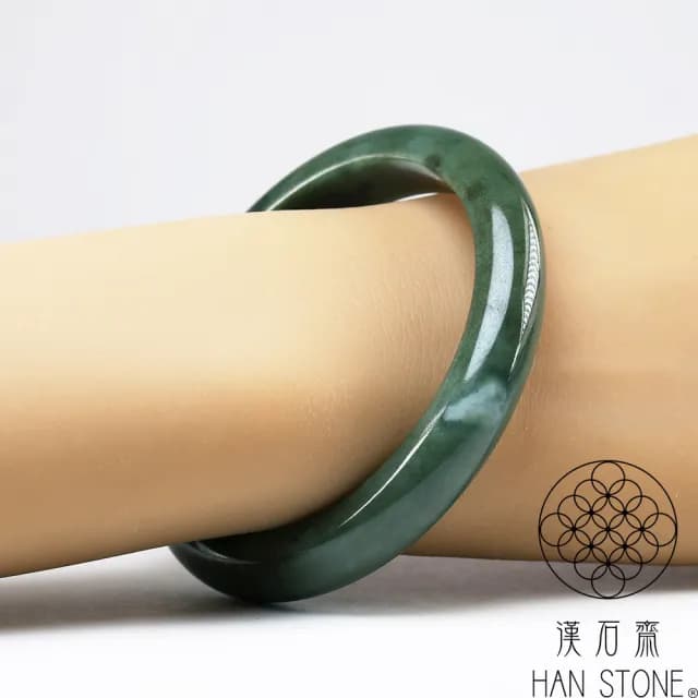 【漢石齋】情人節禮物 天然翡翠A貨 手鐲玉鐲 飄花種(手圍17.8/版寬10.8mm)