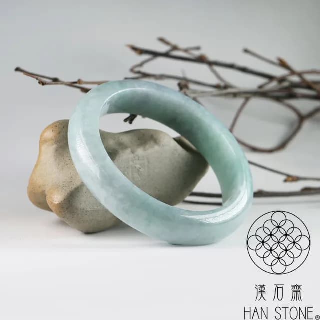 【漢石齋】情人節禮物 天然翡翠A貨 手鐲玉鐲 飄花種(手圍18.6/版寬14.5mm)