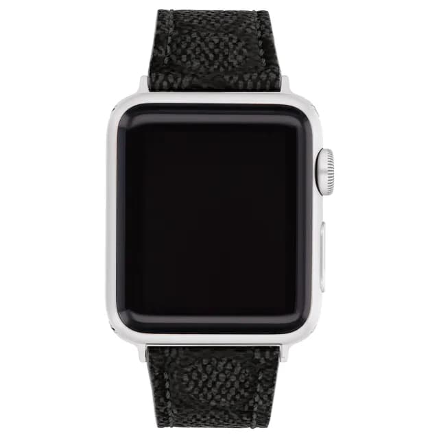 【COACH】Apple Watch 錶帶 38/40/41mm 適用 皮錶帶-黑色 禮物 送禮(不含手錶)