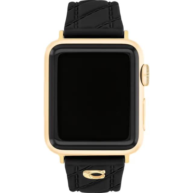 【COACH】Apple Watch 錶帶 38/40/41mm適用 黑色菱格紋矽膠錶帶 禮物 送禮(不含手錶)