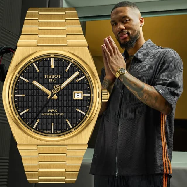 【TISSOT 天梭】PRX NBA 達米安·利拉德特別版機械錶 男錶 畢業 禮物(T1374073305100)
