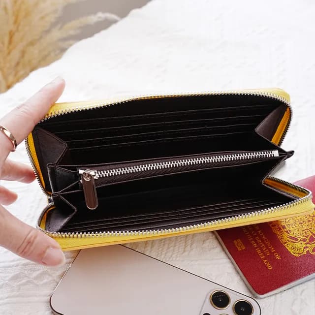 【MoonDy】雙11 包包 錢包 皮包 長夾 牛皮皮包 長夾女生 皮夾 黑色長夾 雙層長夾 牛皮