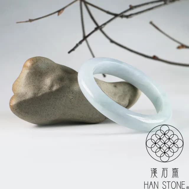 【漢石齋】情人節禮物 天然翡翠A貨 手鐲玉鐲 飄花種 福 利 品(手圍16.2/版寬10.2mm)