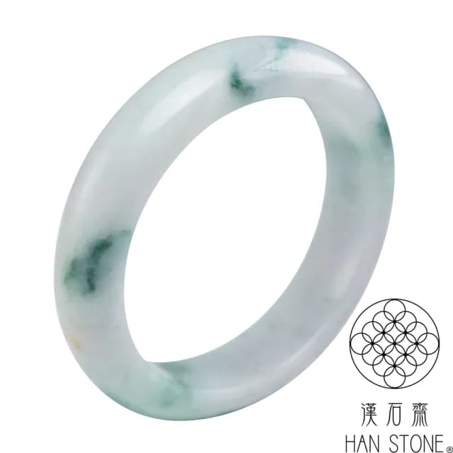 【漢石齋】情人節禮物 天然翡翠A貨 手鐲玉鐲 春帶彩種飄花 福 利 品(手圍16.1/版寬13.3mm)