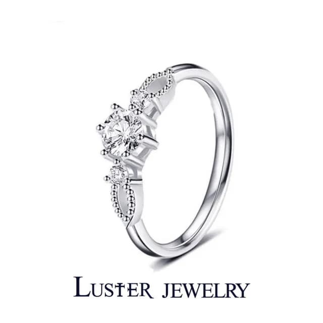 【Luster】狂銷雙11!30分 D/VS 培育鑽 純銀 項鍊 耳環 戒指 三件組(培育鑽石X4 總重1.20ct)