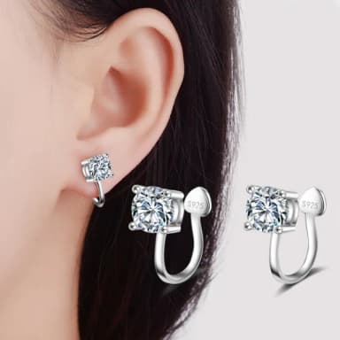 【Emi 艾迷】韓系極簡單鑽耳骨夾耳環(6mm/4mm)