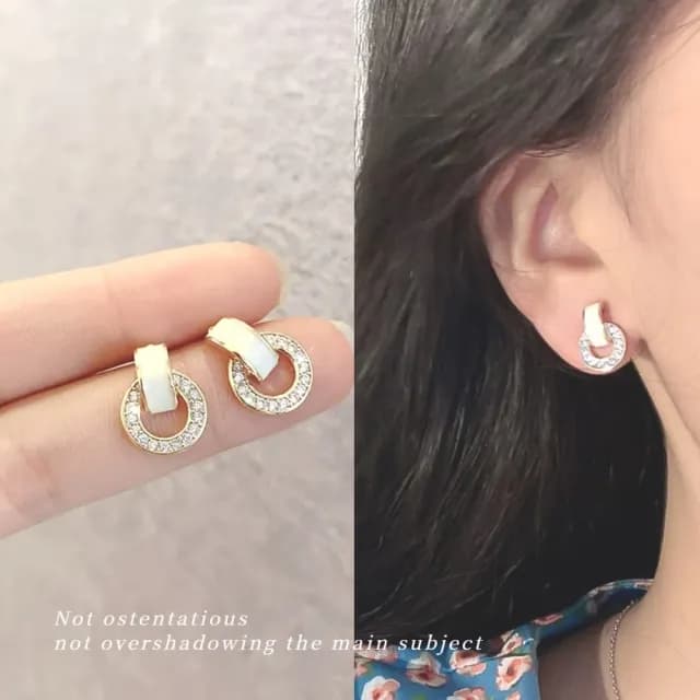 【香草月輪】法式名媛小圓圈耳釘(幾何耳環 小圓耳飾 圈圈 氣質百搭 洋裝 禮服)