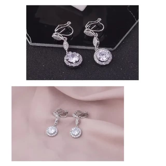 【亮眼必備】無耳洞 韓系驚艷優雅亮鑽垂墜耳夾(耳環 耳夾 夾式耳環 婚禮 禮服 伴娘 洋裝穿搭)