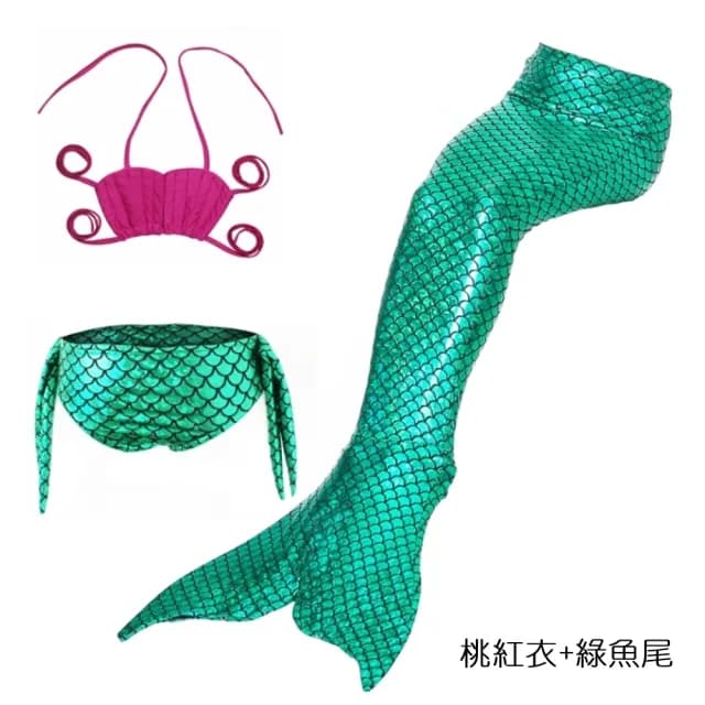 【橘魔法】美人魚泳裝套裝(三件式 拍照 攝影 造型服 角色扮演 兒童 泳衣 泳裝 童裝 女童)