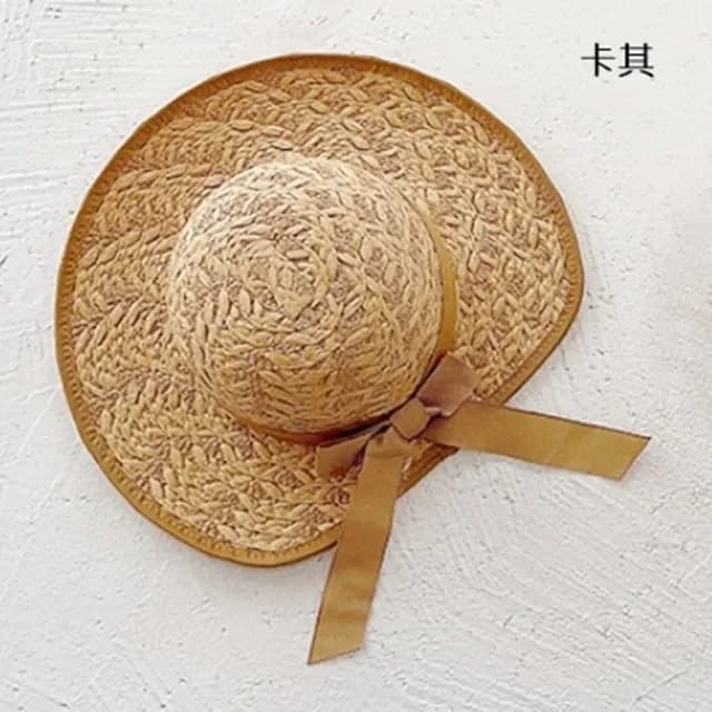 【橘魔法】粗麻花編織蝴蝶結草帽(帽子 草帽 遮陽帽 防曬帽 配件 夏天 海邊 童裝 女童)