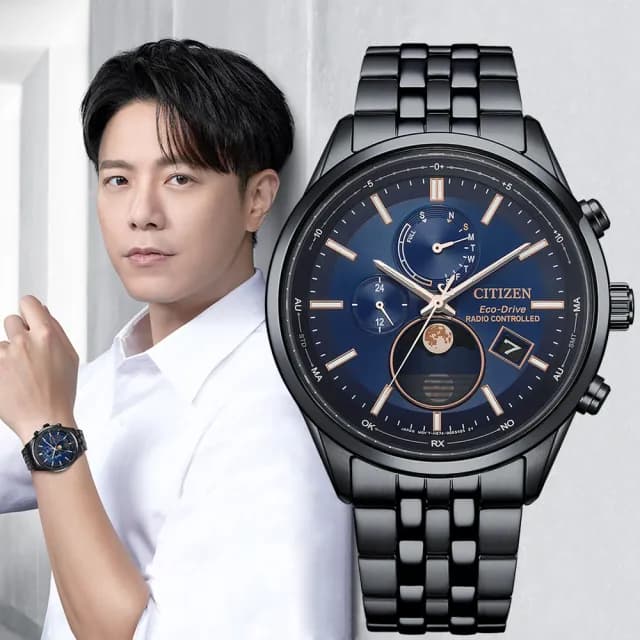 【CITIZEN 星辰】GENTS 韋禮安廣告配戴 電波對時 月相光動能腕錶 七夕 情人節 送禮 推薦(BY1035-56L)