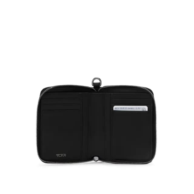 【TUMI】VOYAGEUR SLG 雙摺拉鍊錢包-黑色/青銅色(TUMI 官方旗艦店)