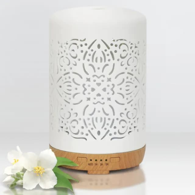 【Earnest Living】AIOT 智能陶瓷鏤空水氧機 250ml(加濕器/薰香機/香氛機/精油燈/水氧機)