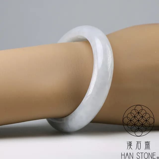 【漢石齋】情人節禮物 天然翡翠A貨 手鐲玉鐲 淺色冰糯種紫羅蘭(手圍16.3/版寬12.7mm)
