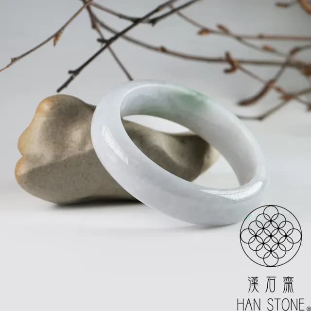 【漢石齋】情人節禮物 天然翡翠A貨 手鐲玉鐲 春帶彩種(手圍18.5/版寬16.8mm)