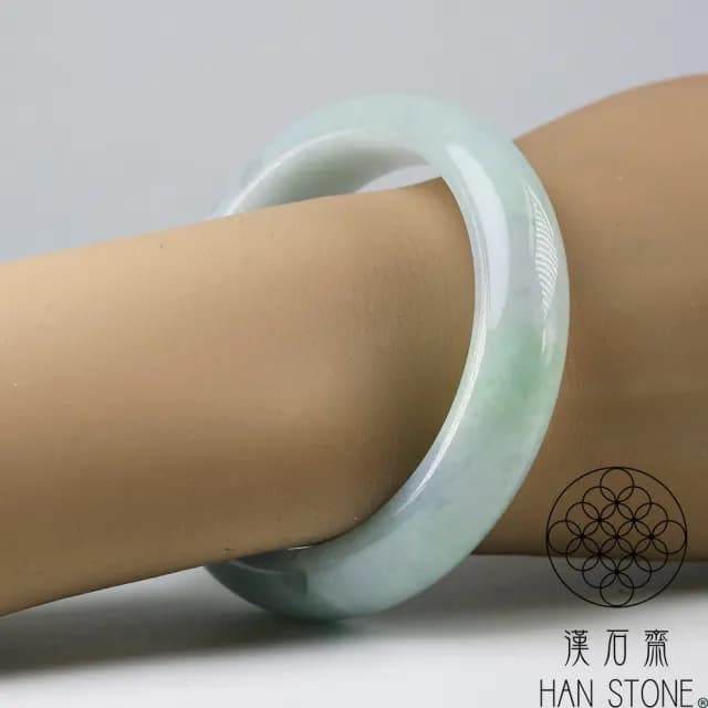 【漢石齋】情人節禮物 天然翡翠A貨 手鐲玉鐲 飄花種 福 利 品(手圍17.7/版寬14.5mm)