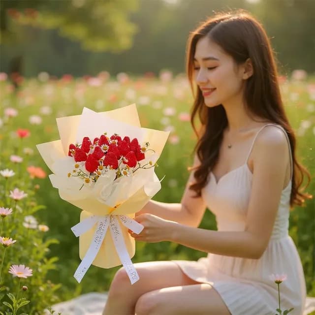 【My Dear草莓花束】法式小雛菊草莓花束(水果花束/情人節/告白/生日禮物/超人氣花束/草莓)