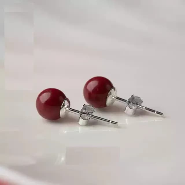 【時尚巴黎】現貨+預購 硃砂耳環925純銀耳針(轉運除穢淨化招財開運輕奢紅色原礦紫金砂74lh10)