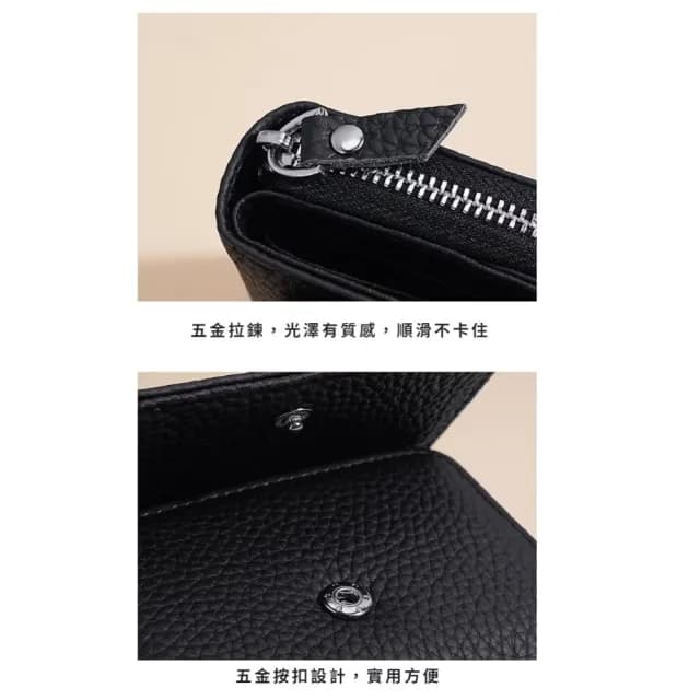 【時髦出眾】情人節禮物 日式精緻真皮RFID女士錢包(柔軟頭層牛皮 卡夾 信用卡包 防盜刷 皮夾 短夾 零錢包)
