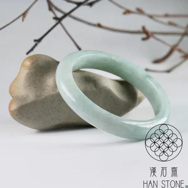 【漢石齋】情人節禮物 天然翡翠A貨 手鐲玉鐲 飄花種 福 利 品(手圍17.8/版寬11mm)