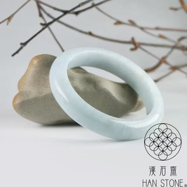 【漢石齋】情人節禮物 天然翡翠A貨 手鐲玉鐲 飄花種 福 利 品(手圍18.4/版寬13.6mm)