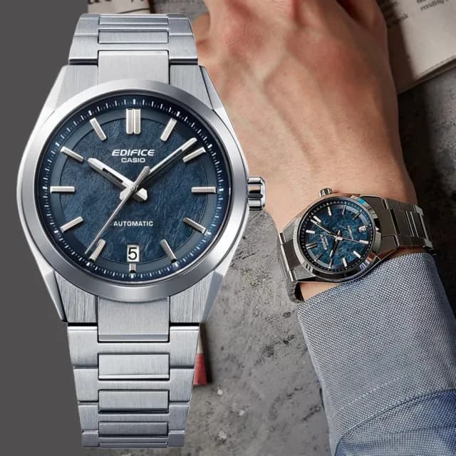 【CASIO 卡西歐】EDIFICE 鍛造碳質感 三針 機械錶 男錶 手錶 畢業禮物 送禮(EFK-100D-2A)