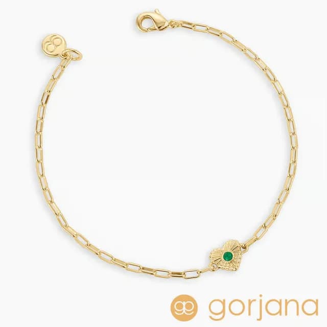 【GORJANA】綠瑪瑙 愛心幸運手鍊 5月誕生石手鍊 紀念日/生日禮物 簡約百搭(開運手鍊)