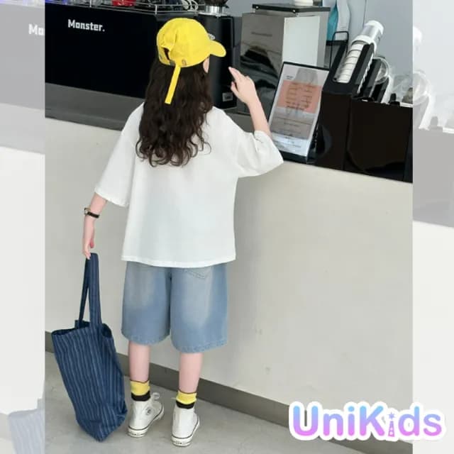 【UniKids】中大童裝短袖T恤 可愛疊疊貓咪上衣 女大童裝 CVXBM25161(T恤)