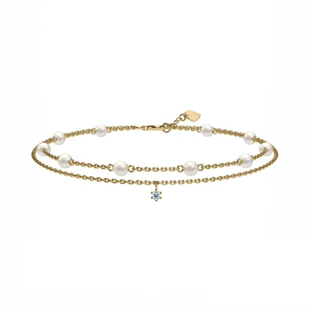 【ALUXE 亞立詩】10K金 天然淡水珍珠 鑽石手鍊 單鑽雙鍊 珍愛系列 Be Loved BR0215(珍愛系列 Be Loved)