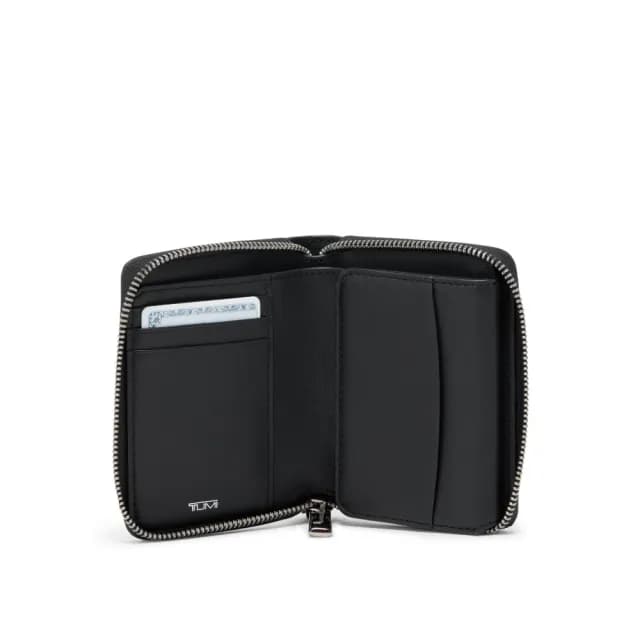 【TUMI】BELDEN SLG 三摺全拉鍊皮革錢包-黑色/青銅色(TUMI 官方旗艦店)