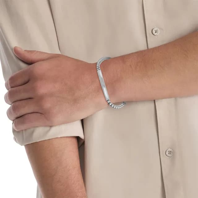 【Calvin Klein】CK 不對稱造型百搭男士手鍊-銀 禮物 送禮(35100058)
