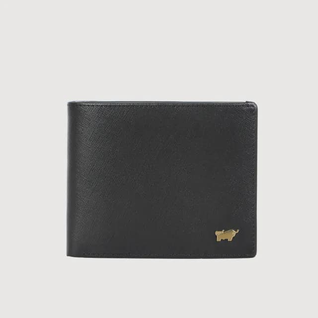 【BRAUN BUFFEL 德國小金牛】台灣總代理 亞當 4卡零錢袋皮夾-黑色(88父親節禮物 男包皮夾/BF504-TW315-BK)