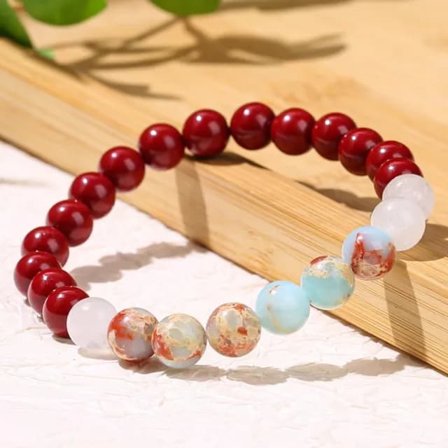 【三寶祈福】玉韻守心朱砂壽山石開運鍊(紫金珠砂 白玉 手鍊 手環 手珠 吉祥 開運飾品 順心 禮物)